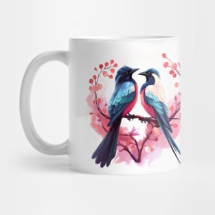 Valentine Kissing Magpie Bird Couple Mug